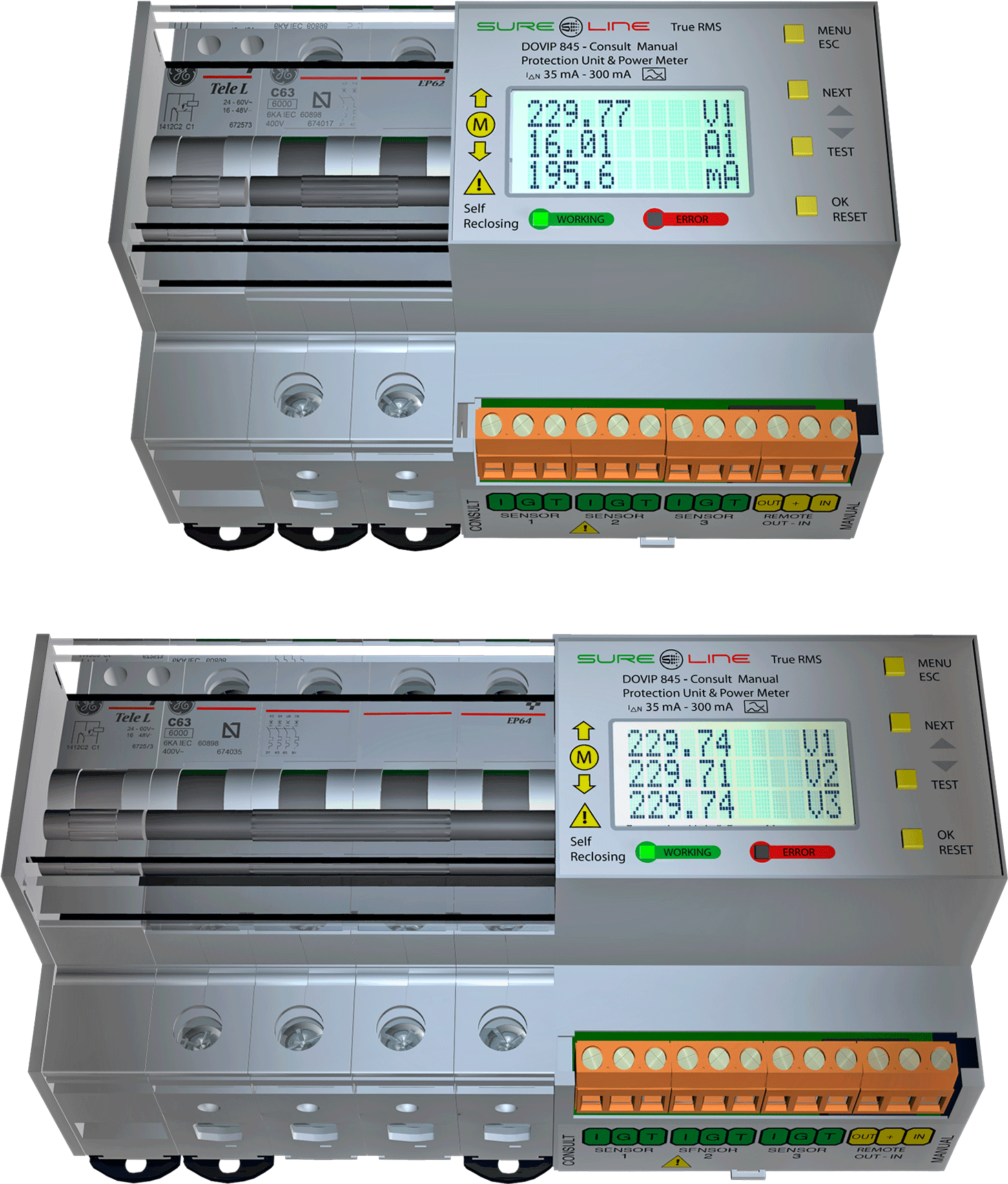 [Imagen de] Protección Eléctrica Completa (Diferencial + Sobretensión + Infratensión) con Rearme Automático