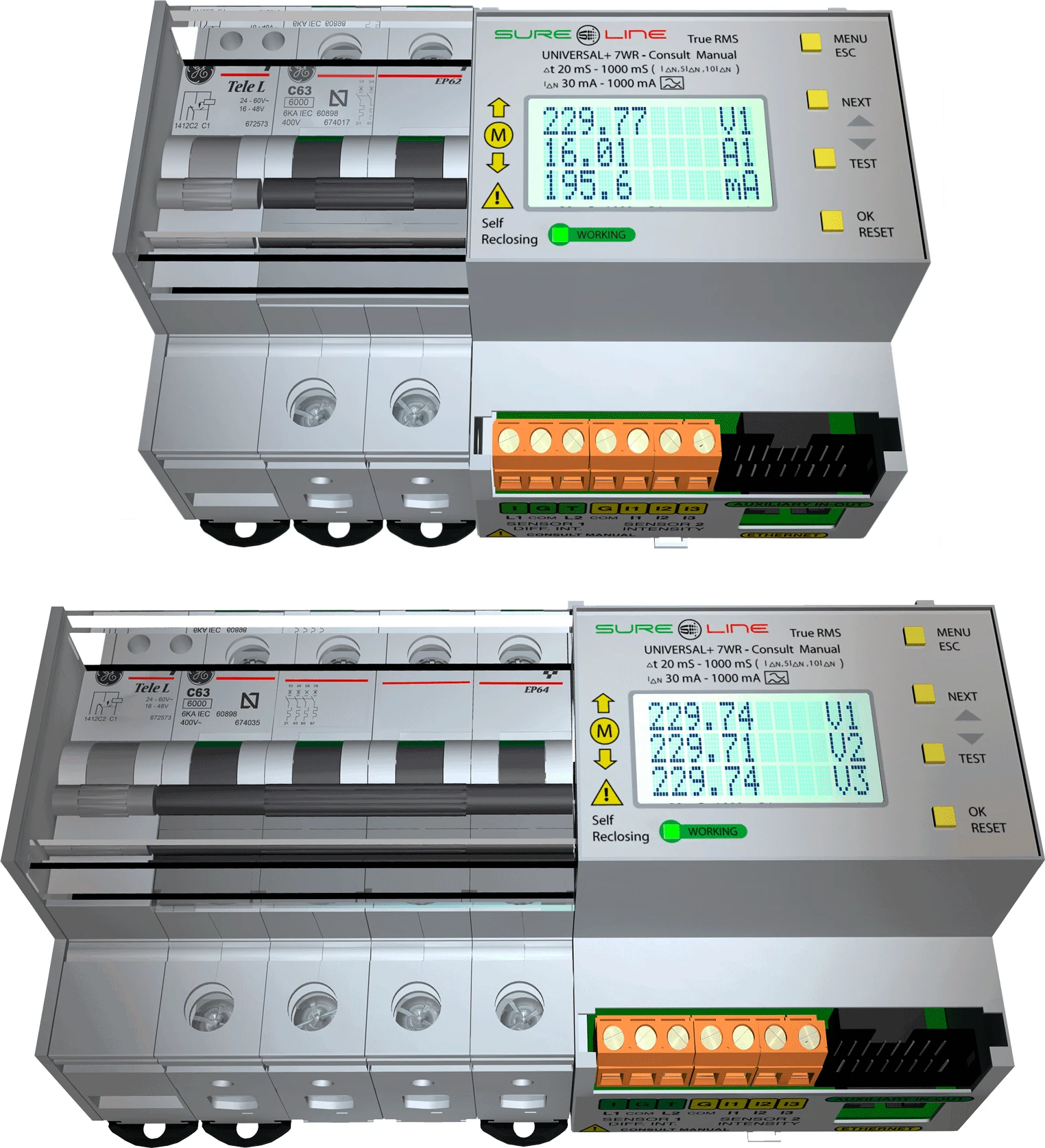 [Imagen de] Protección Eléctrica Completa (Diferencial + Sobretensión + Infratensión) con Rearme Automático